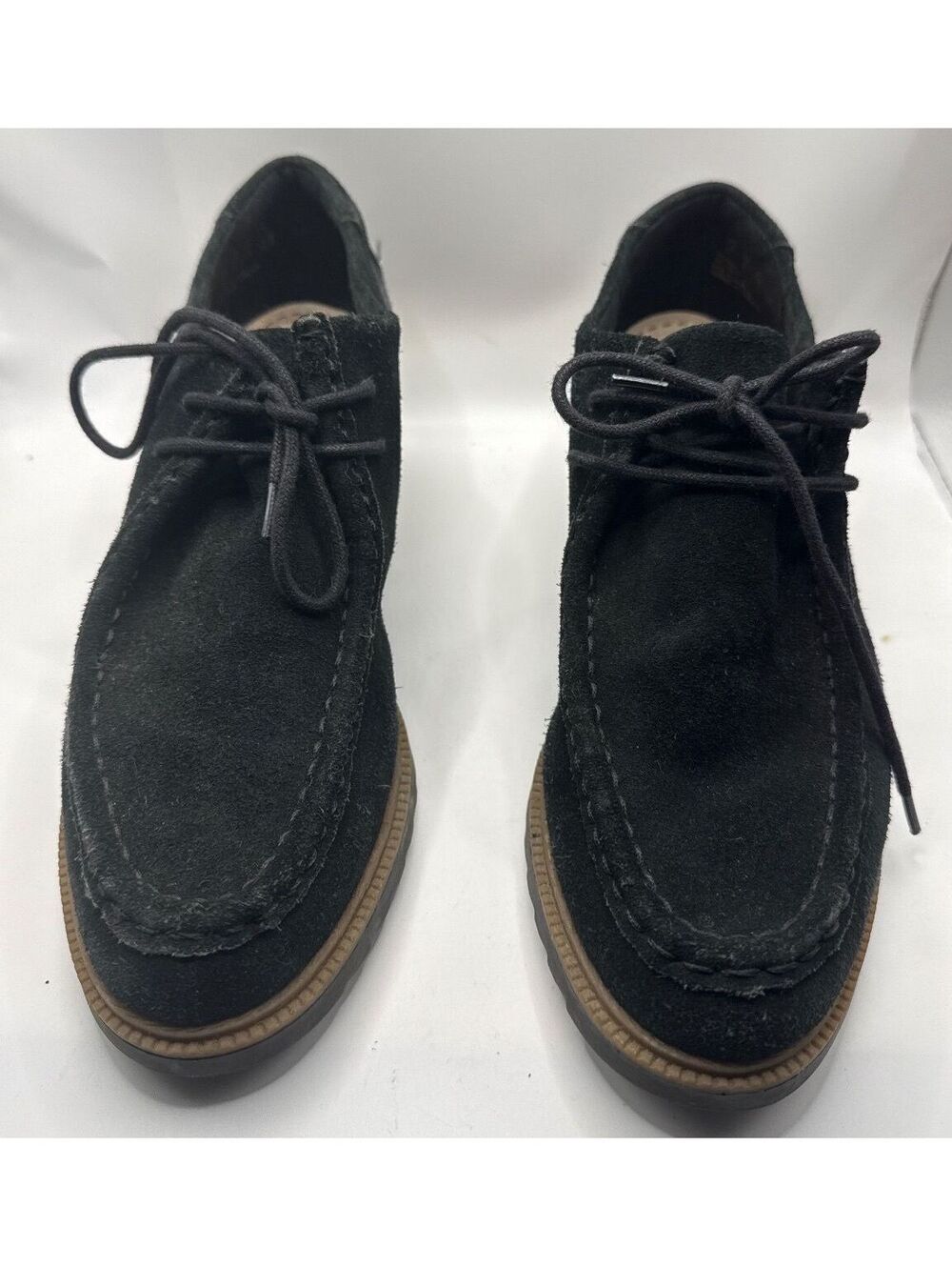 Clarks Balmer Willow black suede oxford shoes Block heel size 10 EU 41.5